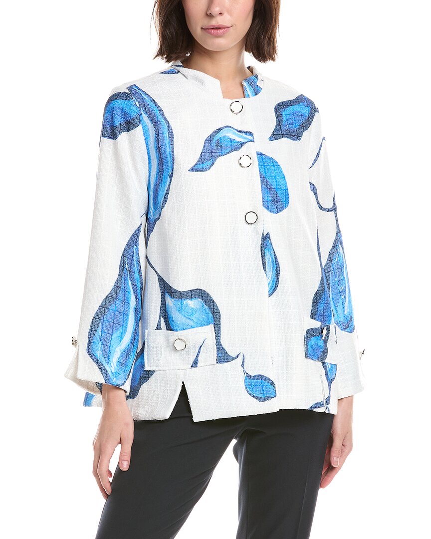 Lemon Grass Stand Collar Jacket In Navy