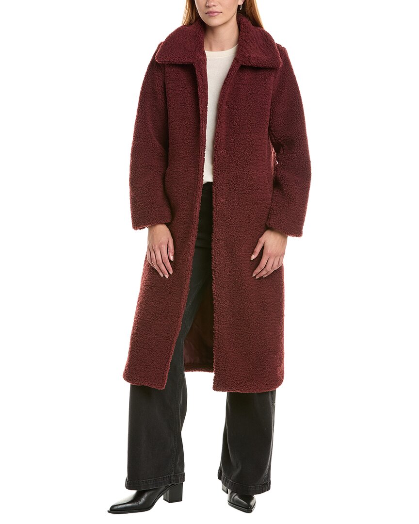 Ellen Tracy Longline Classic Teddy Coat In Red
