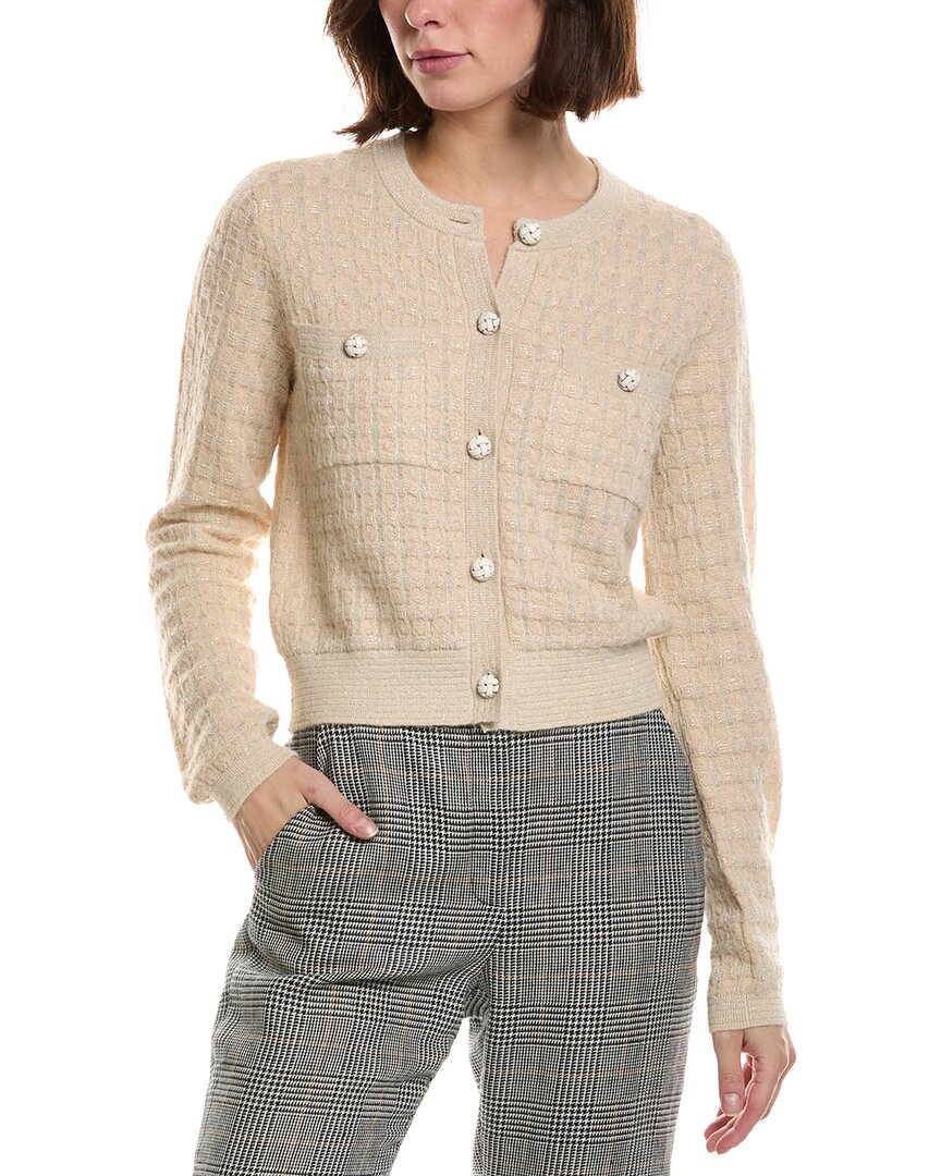 Frame The Lurex Check Alpaca-blend Cardigan In Neutral