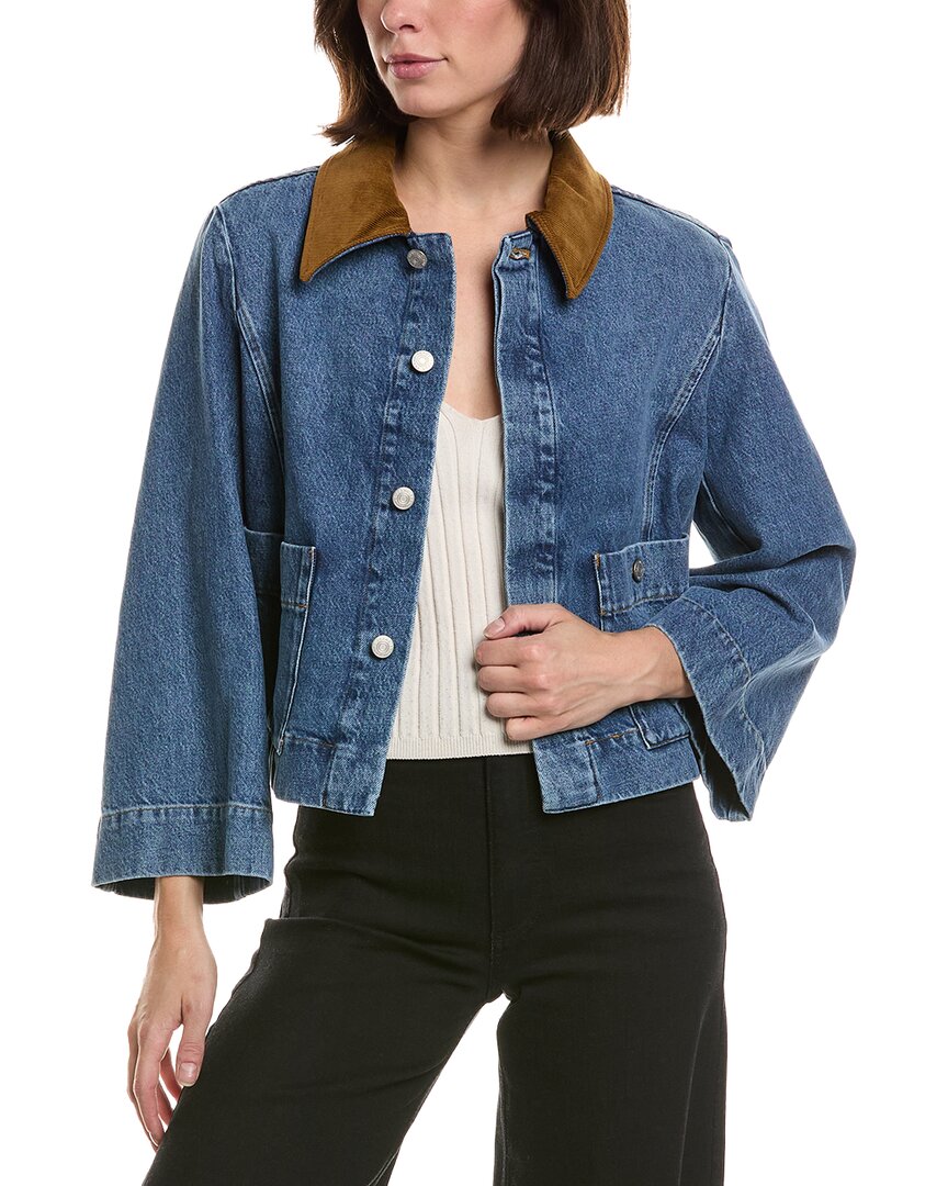 Frame The Mini Denim Swing Jacket In Blue