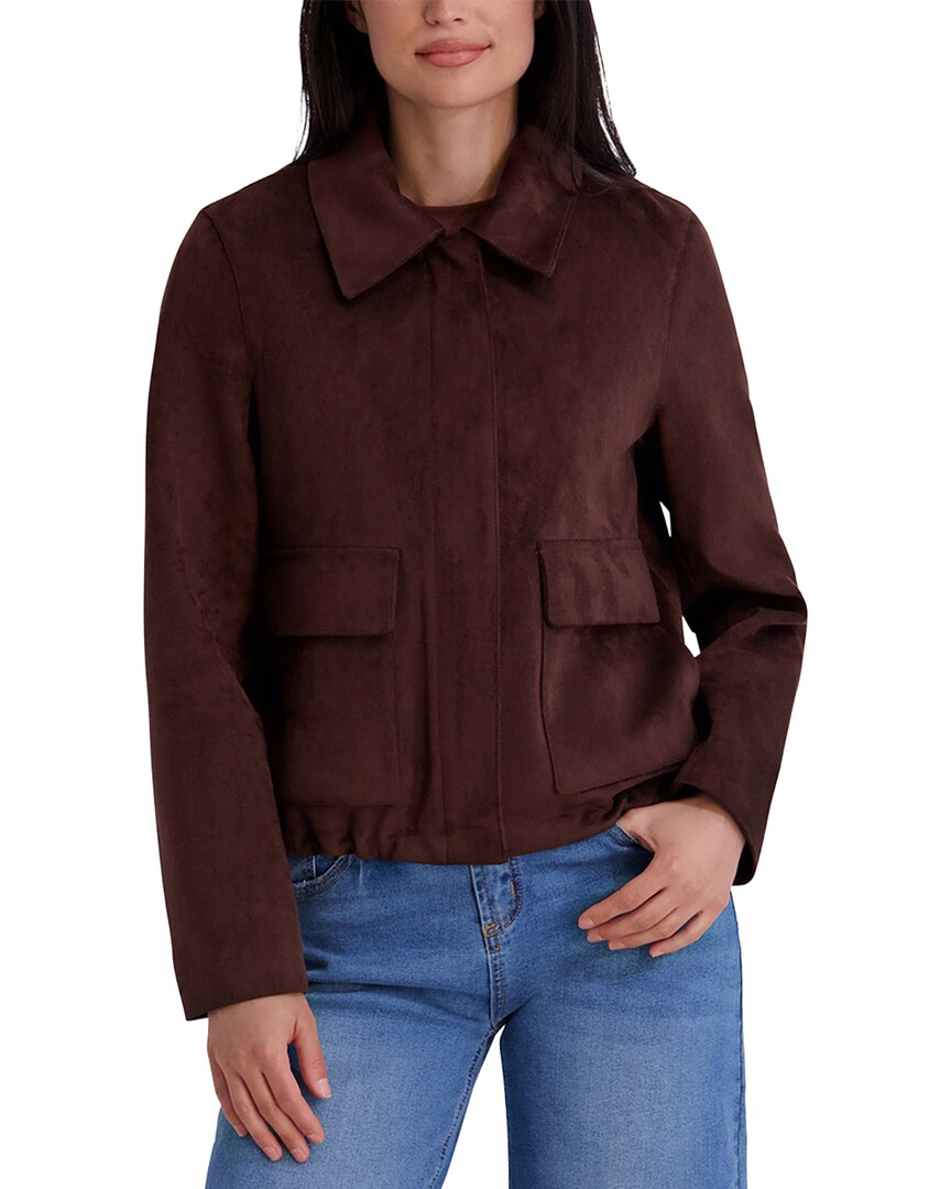 Kenneth Cole Faux Leather Jacket In Brown