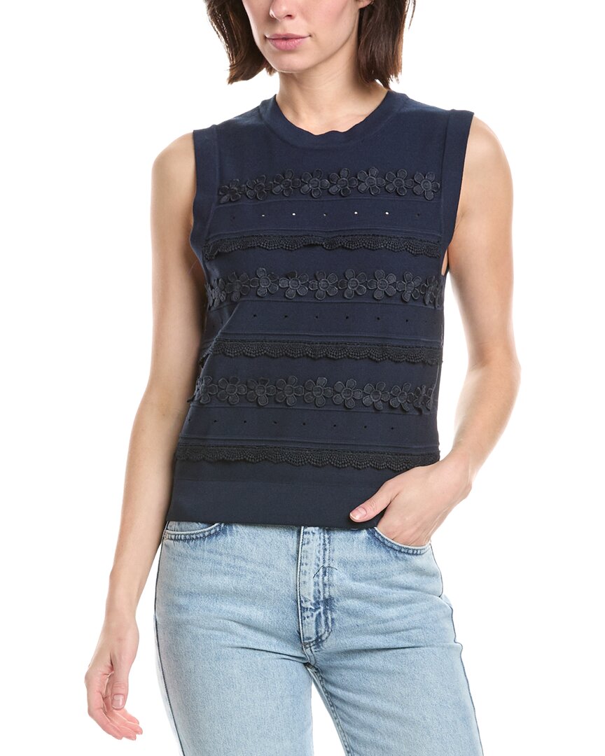 Nvlt Crochet Details Knit Tank In Navy
