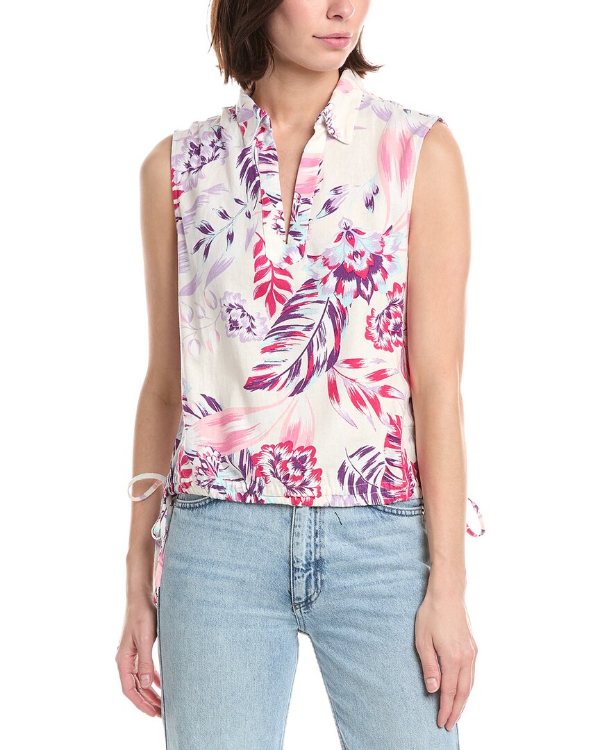 Nvlt Bottom Tie Linen-blend Top In 650-tropical Pink