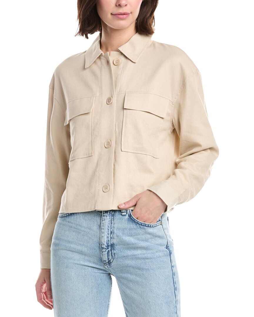 Nvlt Double Pocket Linen-blend Shacket In Neutral