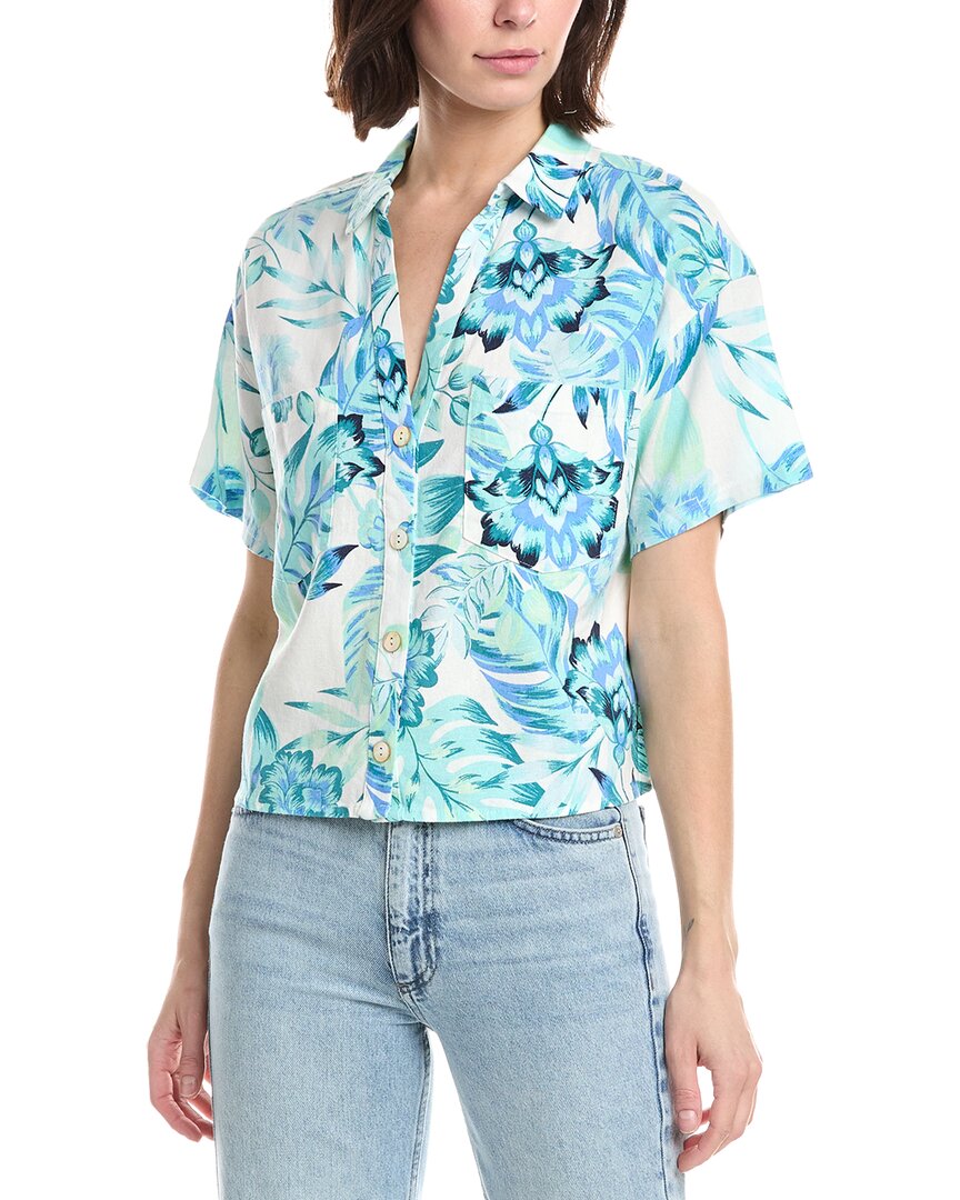 Nvlt Linen-blend Camp Shirt In Blue