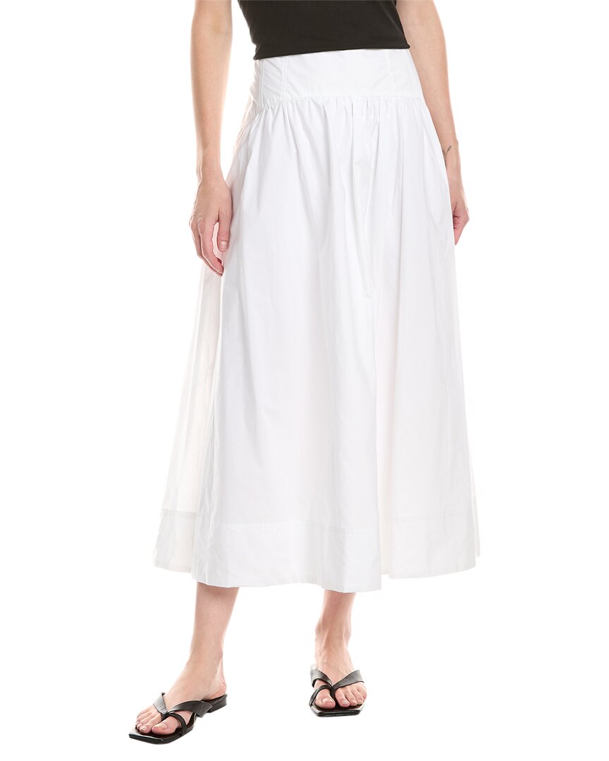 Nvlt Poplin Gathered Midi Skirt In 100-white