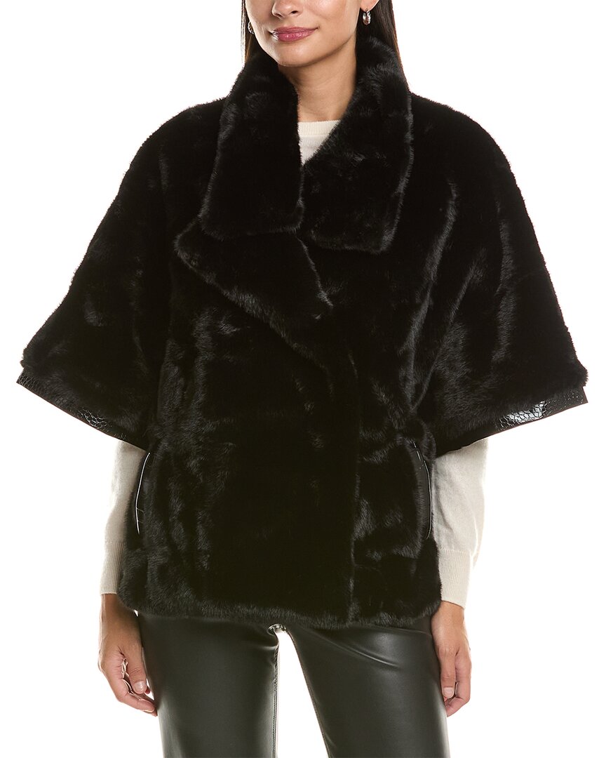 La Fiorentina Faux Fur Jacket In Black