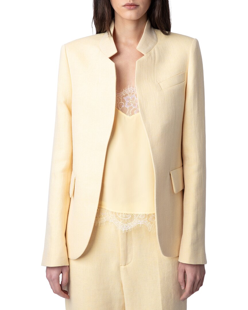 Zadig & Voltaire Very Linen-blend Lurex Blazer In Nude