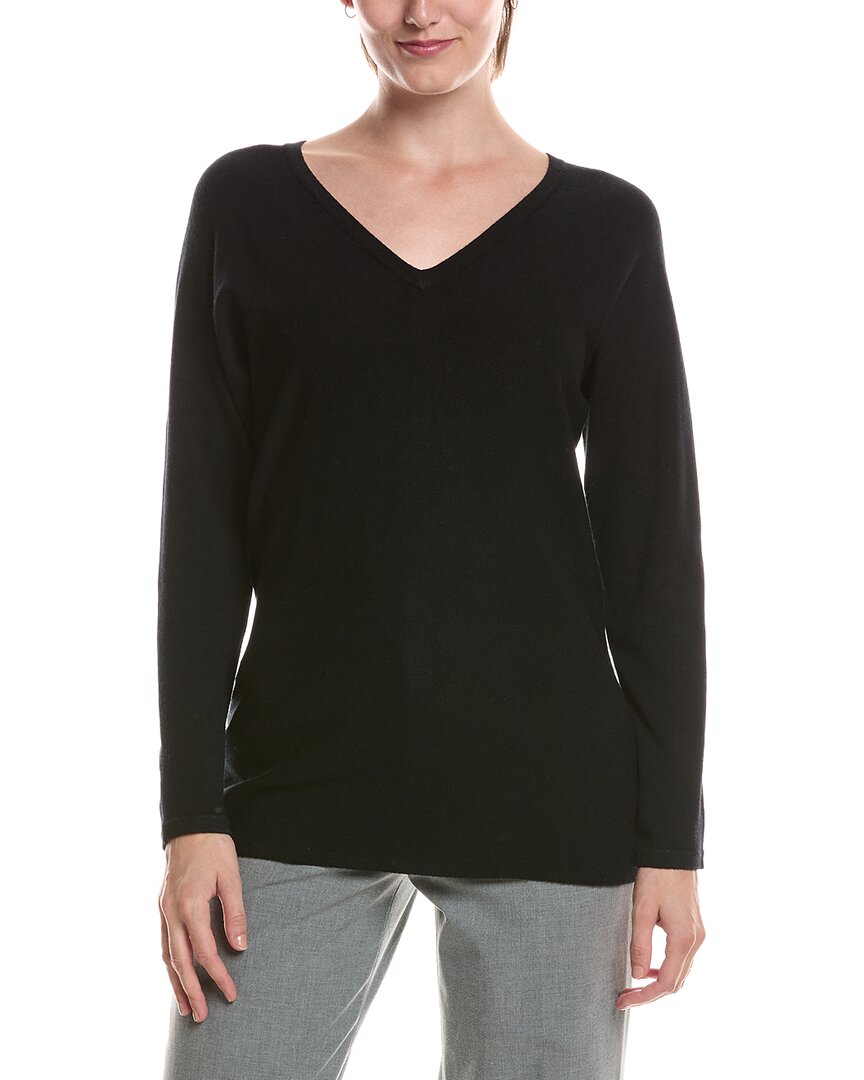 Picadilly Button Back V-neck Sweater In Black