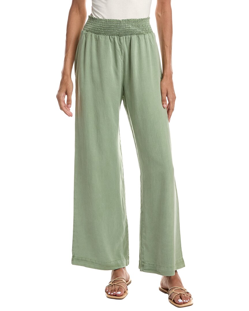 Bella Dahl Smocked Waist Wide Leg Relaxed Fit Pant In Olgrv-olive Grove