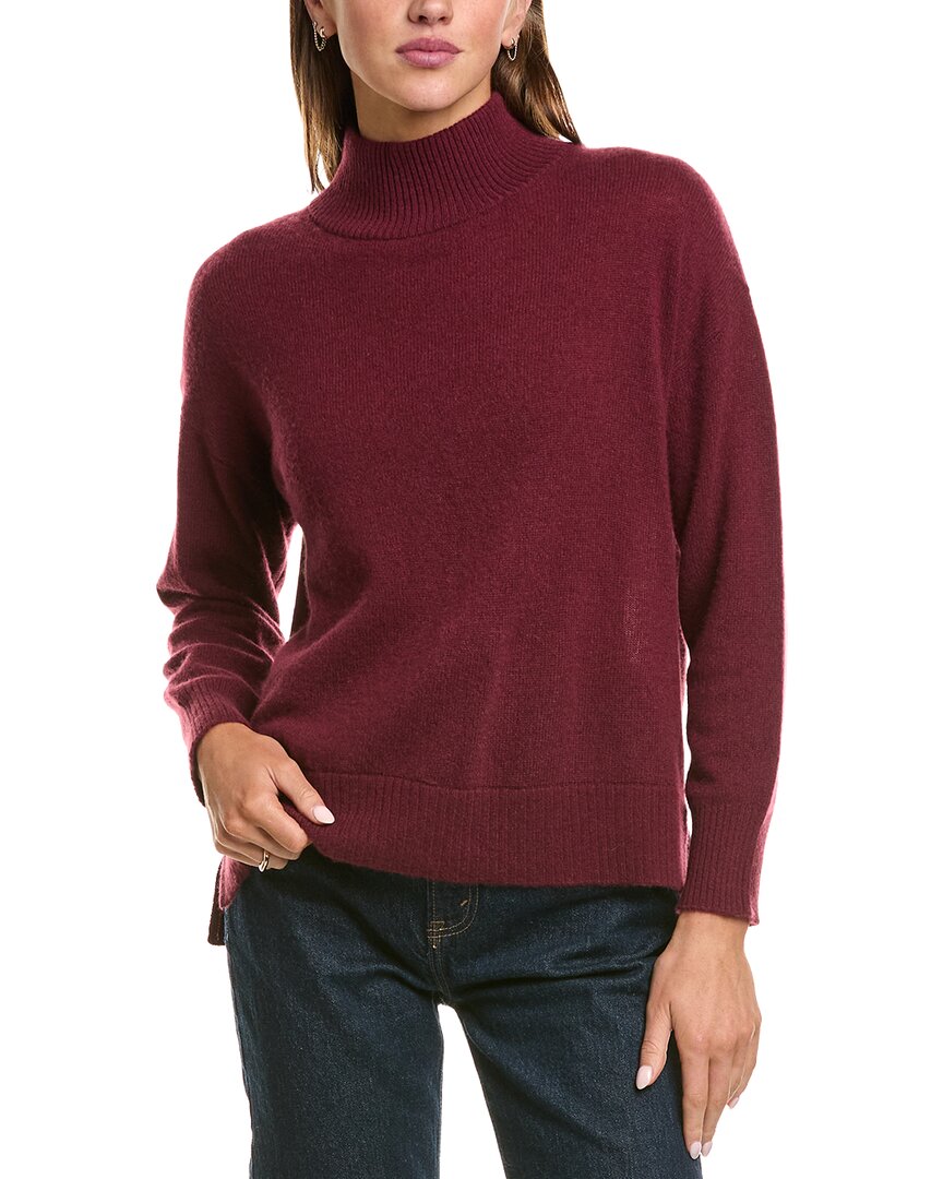 Hannah Rose Basic 100% Cashmere Mock Neck Sweater In Wine