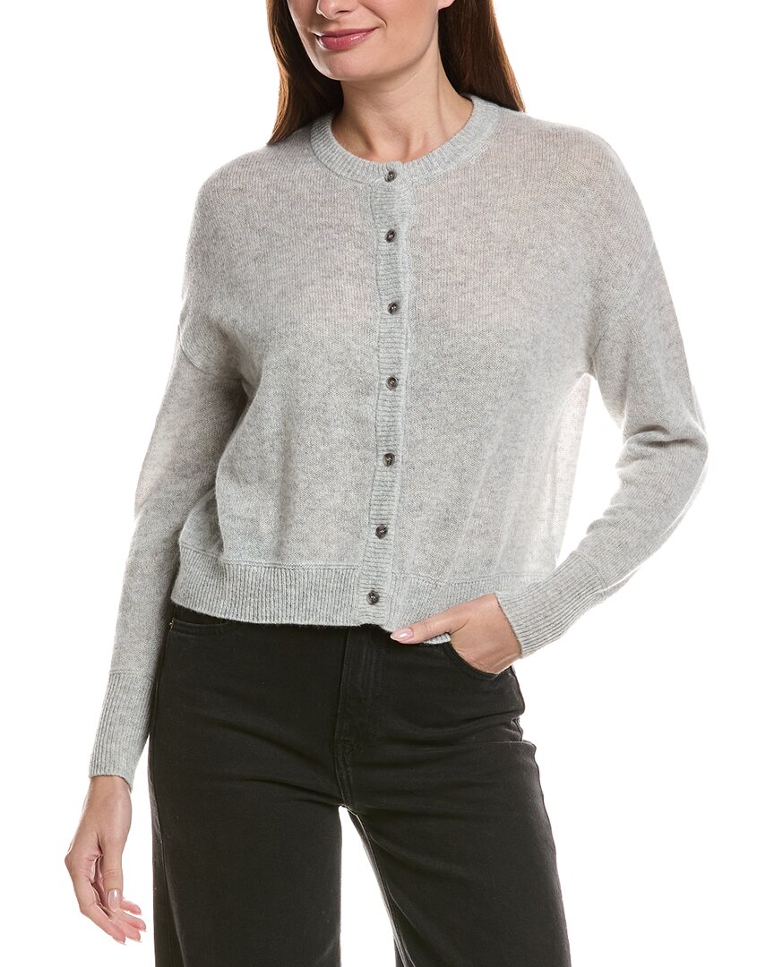 Hannah Rose Drop-shoulder 100% Cashmere Cardigan In Grey