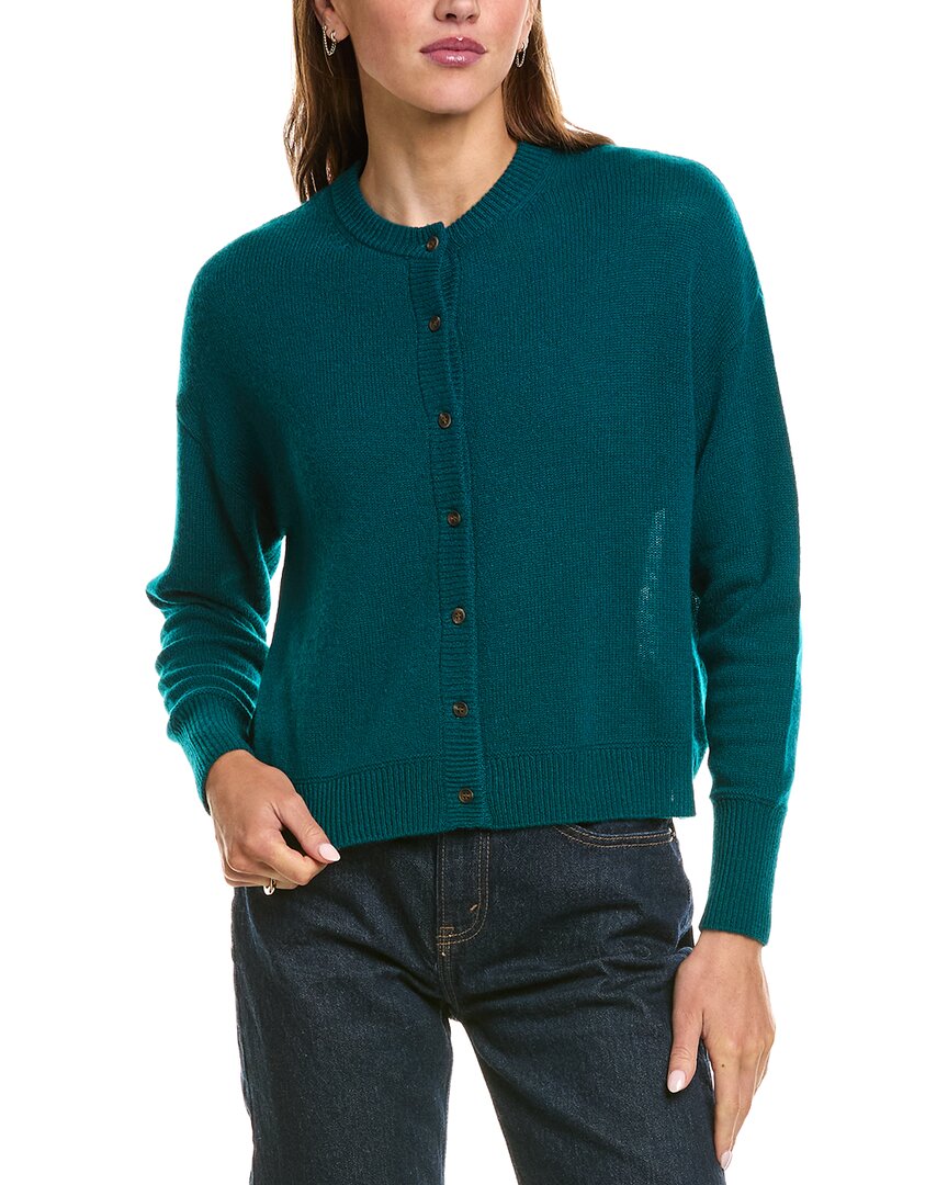 Hannah Rose Drop-shoulder 100% Cashmere Cardigan In Green