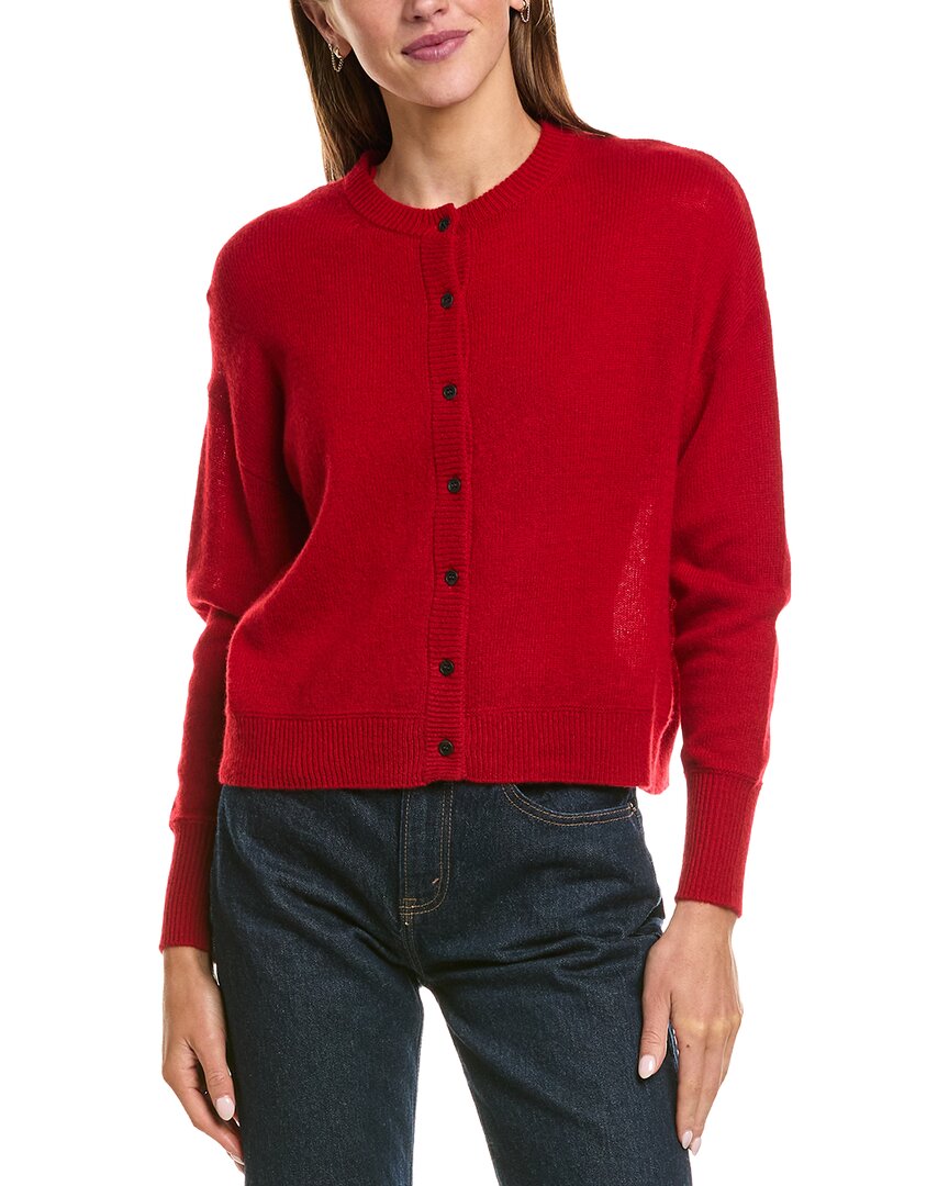 Hannah Rose Drop Shoulder 100% Cashmere Cardigan In Red