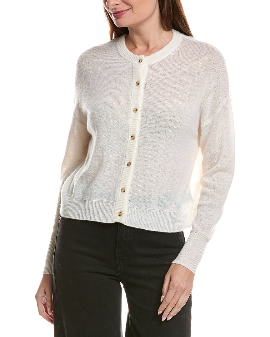 Hannah Rose Drop-shoulder 100% Cashmere Cardigan In White
