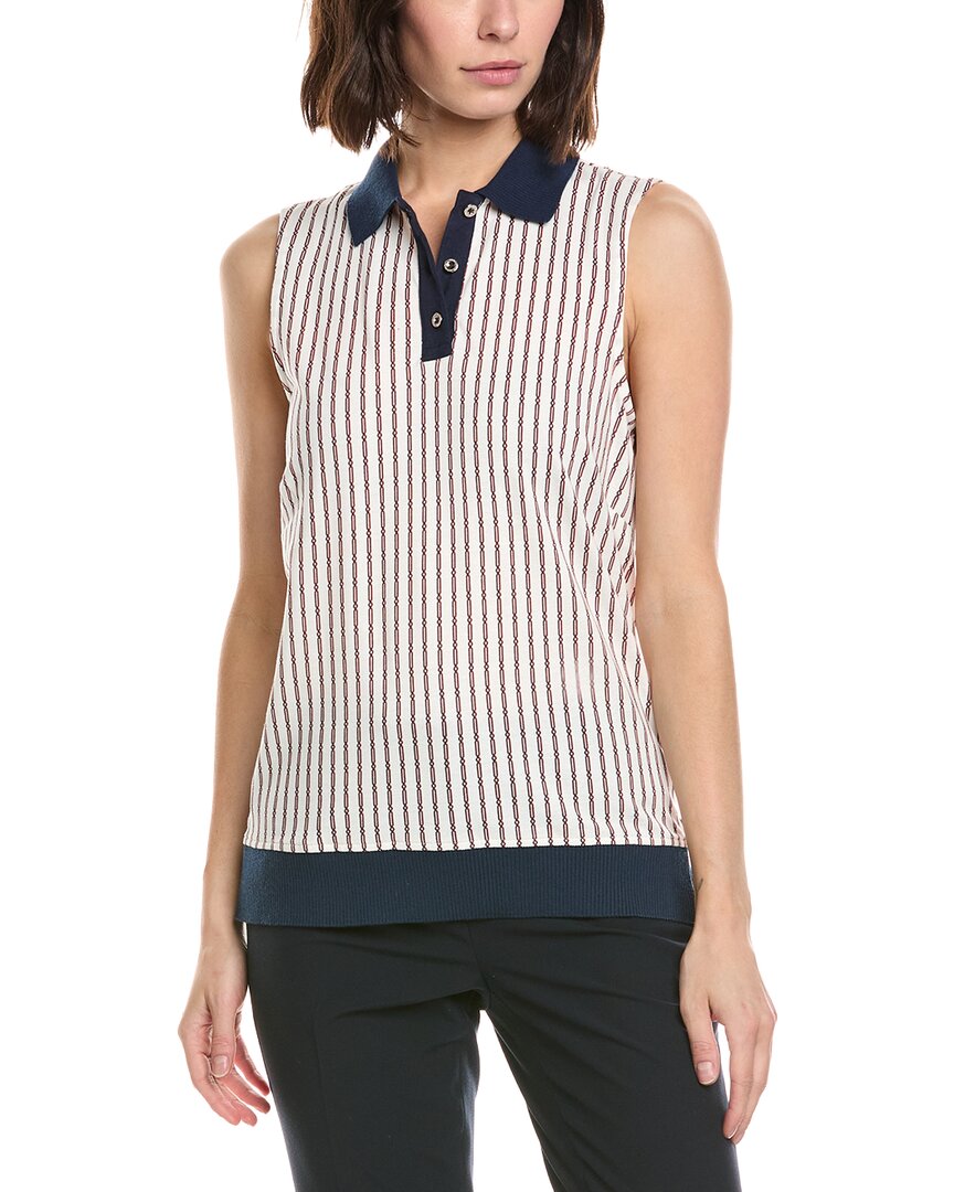 Stella Parker Tippi Contrast Collar Sleeveless Polo Shirt In Red