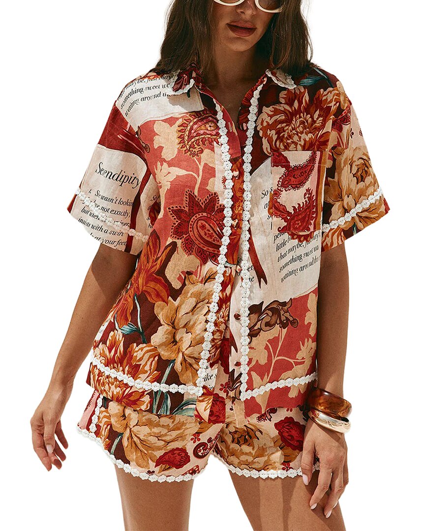 Amina Glam Shirt & Short Set In Multicolor