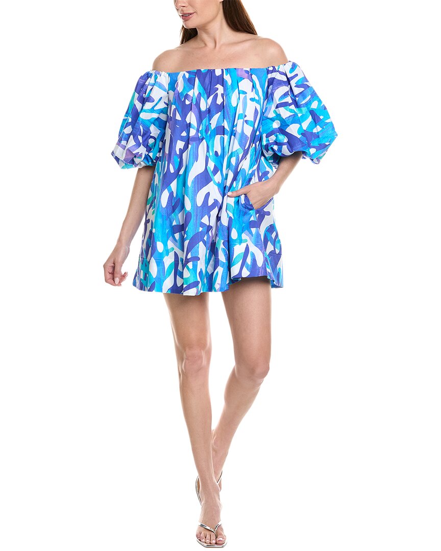 Milly Jamie Under The Sea Cotton Voile Mini Dress In Blue
