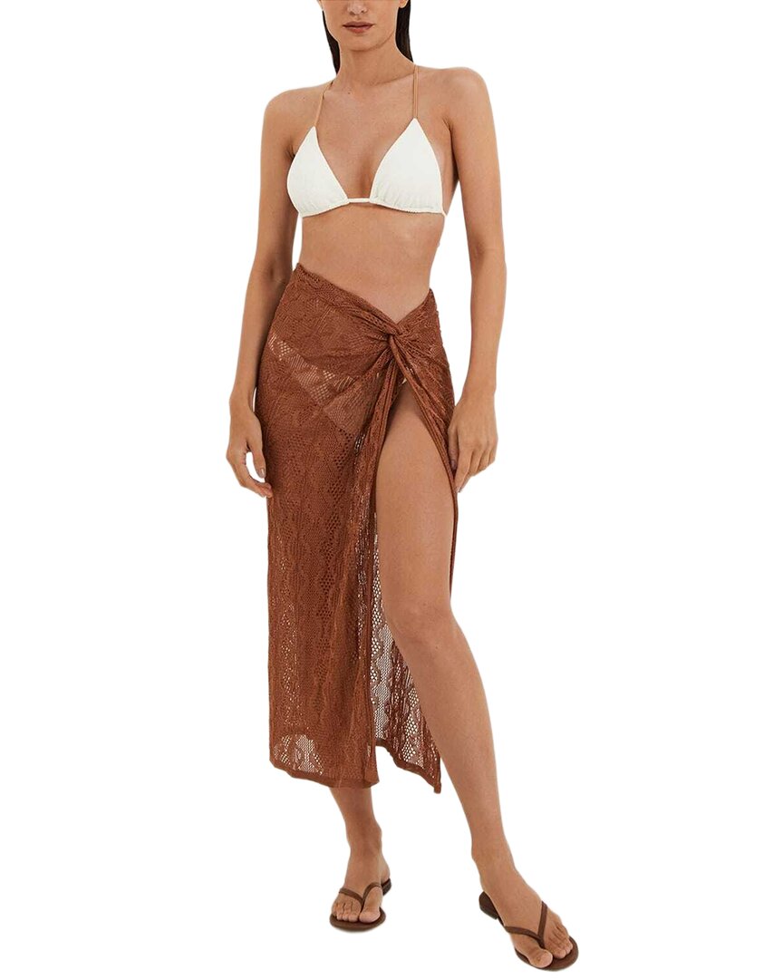 Vix Knit Karen Midi Skirt In 023-brown