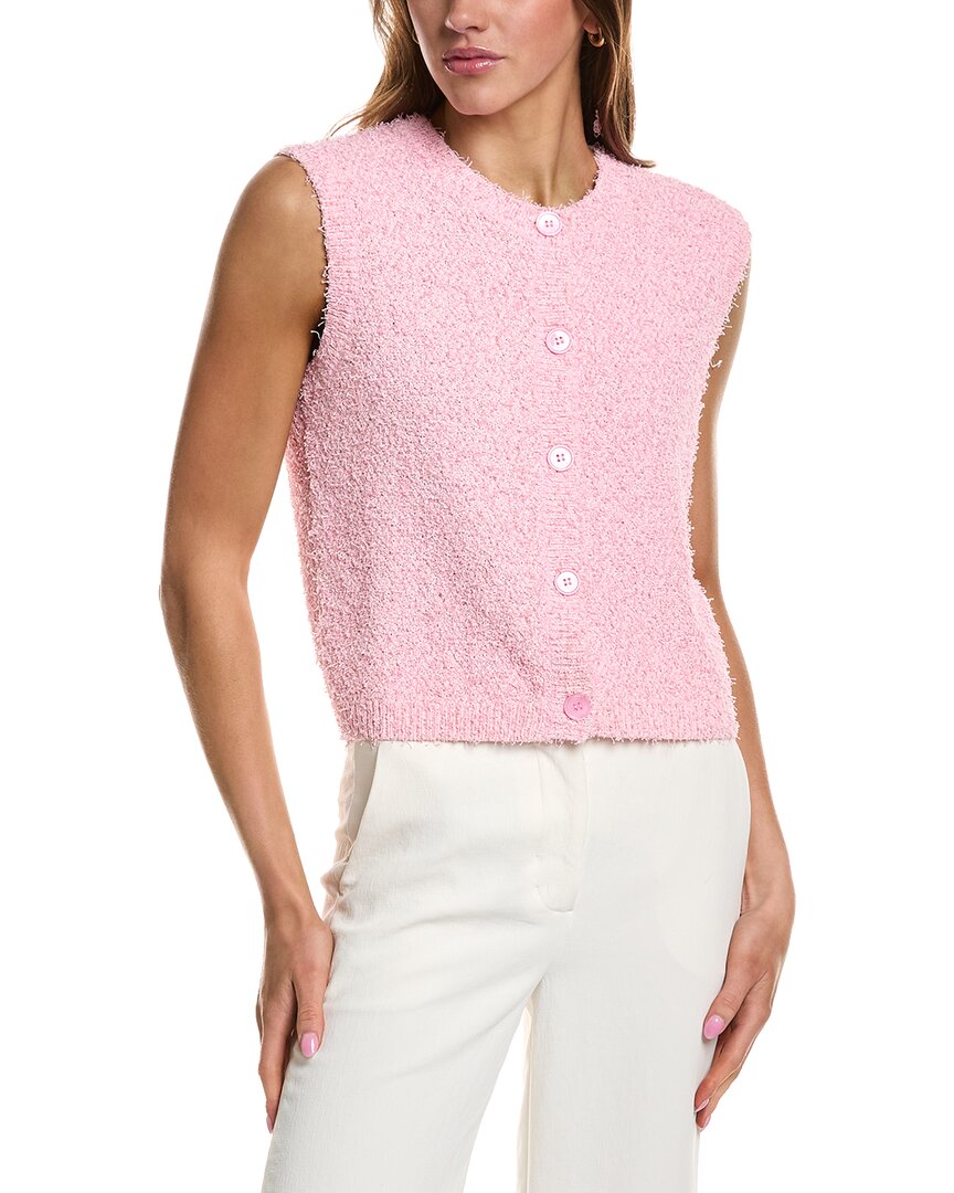 Endless Rose Textured Buttoned Vest In Pink