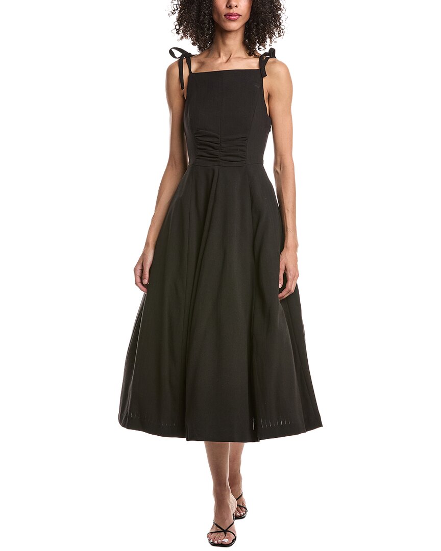 Guizio Brigitte Pinstripe Maxi Gown In Black