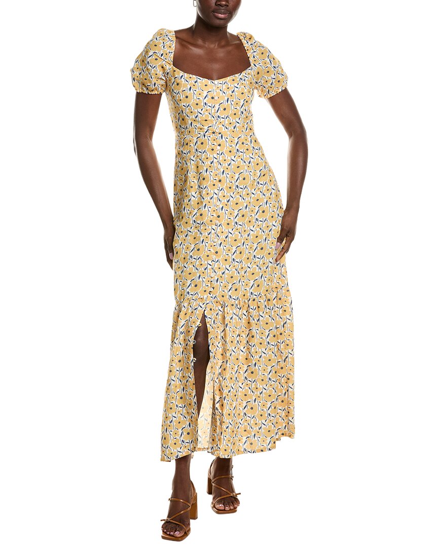 Emerson Fry Luie Linen-blend Maxi Dress In Yellow