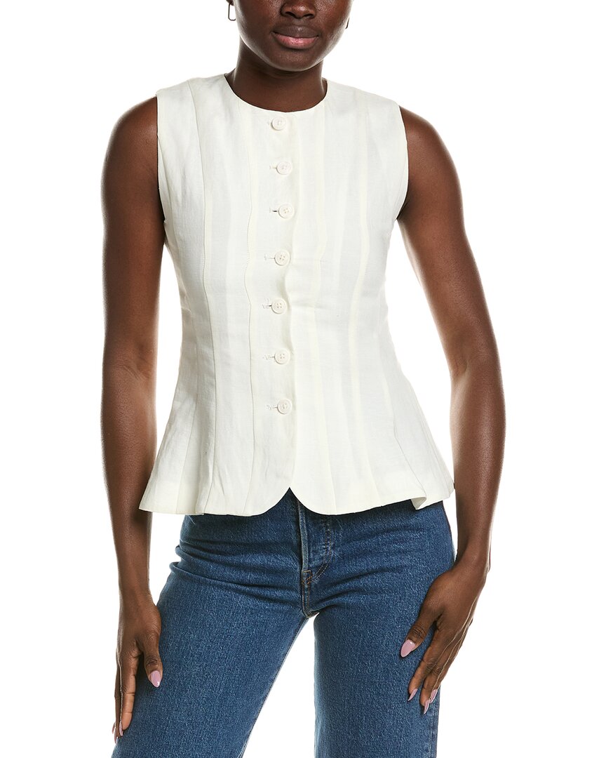 Emerson Fry Iris Linen-blend Top In Ivory