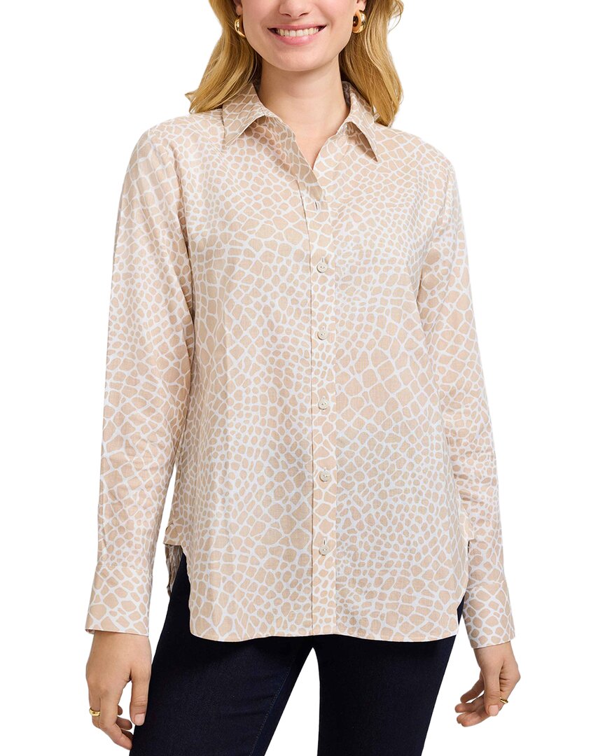 Foxcroft Meghan Giraffe Linen-blend Shirt In Brown