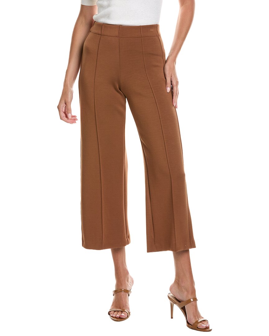 T Tahari Cropped Wide Leg Pant In Brown
