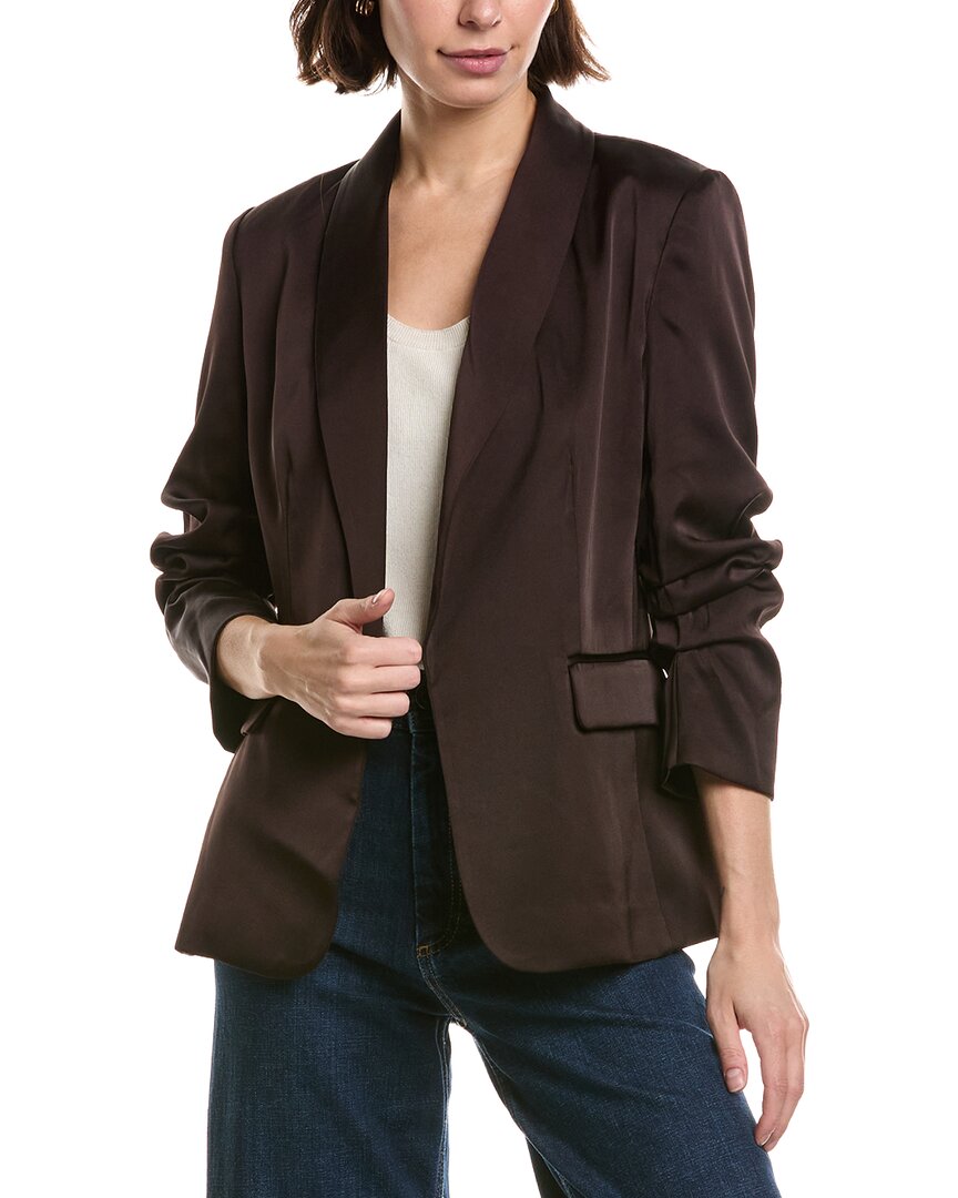 T Tahari Shawl Collar Scrunch Sleeve Blazer In Honey Tan
