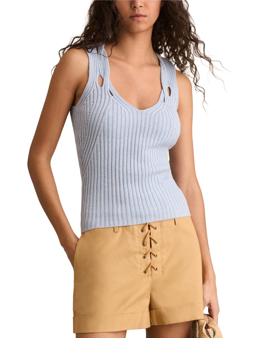 Reiss Alethia Twist Strap Linen-blend Vest In Blue