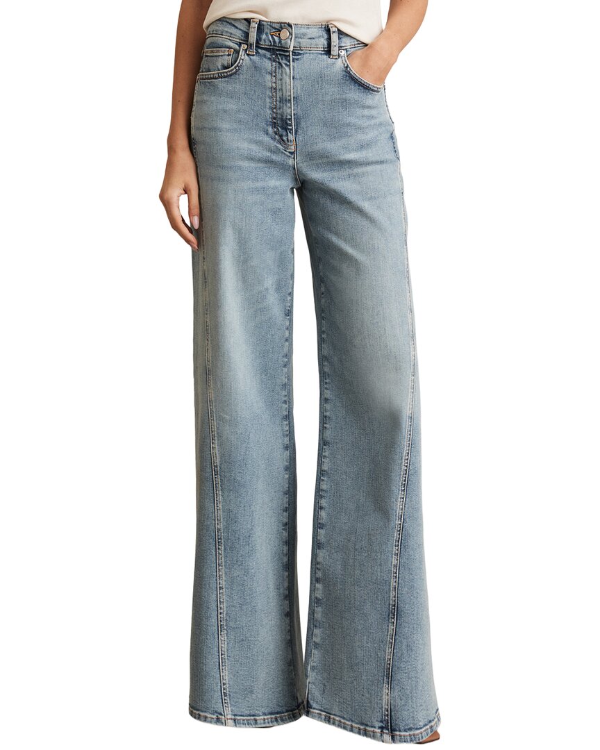 Reiss Fern Twist Seam Wide Leg Jean In Light Blue