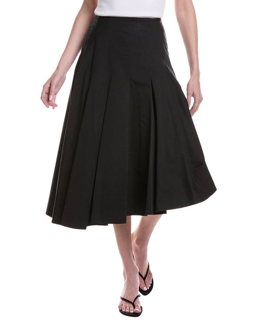 Fforme Rio Asymmetrical Pleated Midi Skirt In Black