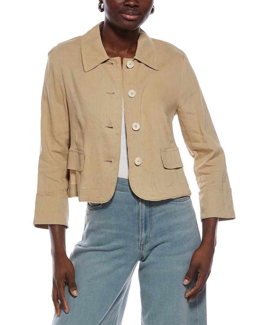 Marc Cain Linen-blend Jacket In Brown