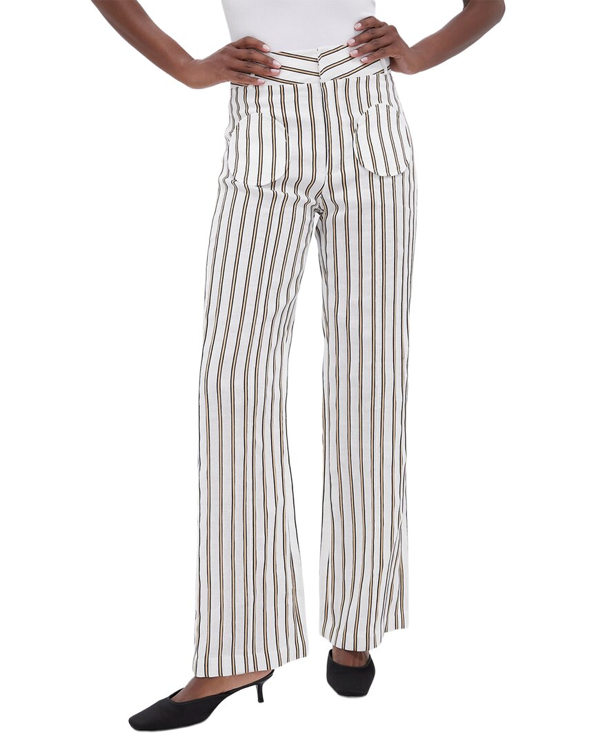 D'estree Destree Olafur Linen Stripes Pants In Ecru And Beige