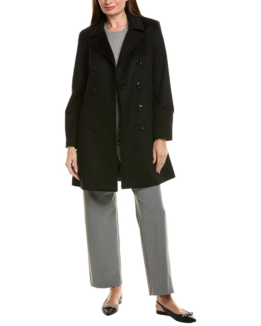 Sofia Cashmere Sofiacashmere Modern Wool & Cashmere-blend Trench Coat In Black
