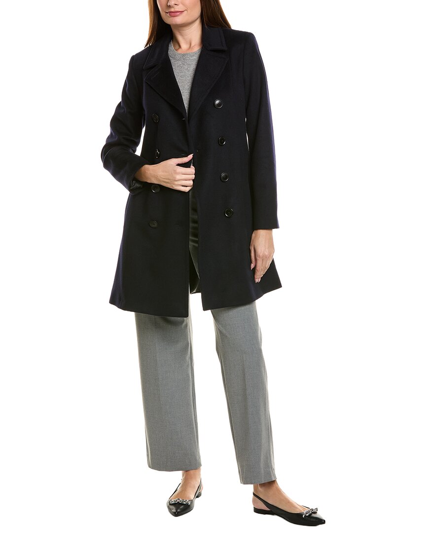 Sofia Cashmere Sofiacashmere Modern Wool & Cashmere-blend Trench Coat In Blue