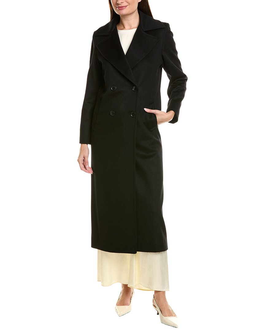 Sofia Cashmere Sofiacashmere Wool & Cashmere-blend Trench Coat In Black