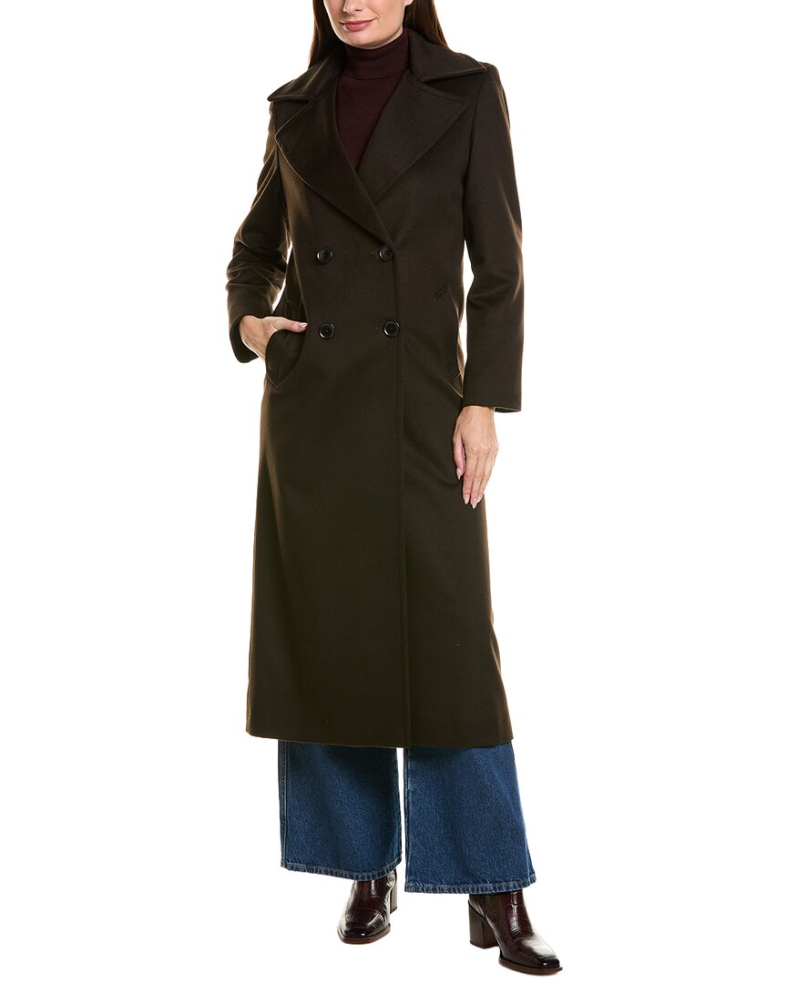 Sofia Cashmere Sofiacashmere Wool & Cashmere-blend Trench Coat In Brown