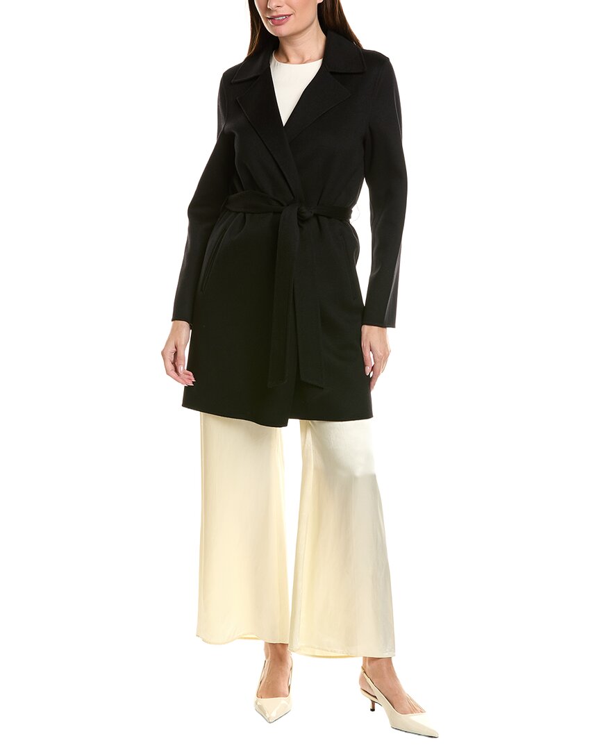 Sofia Cashmere Sofiacashmere Doubleface Notch Lapel Wool & Cashmere-blend Coat In Black