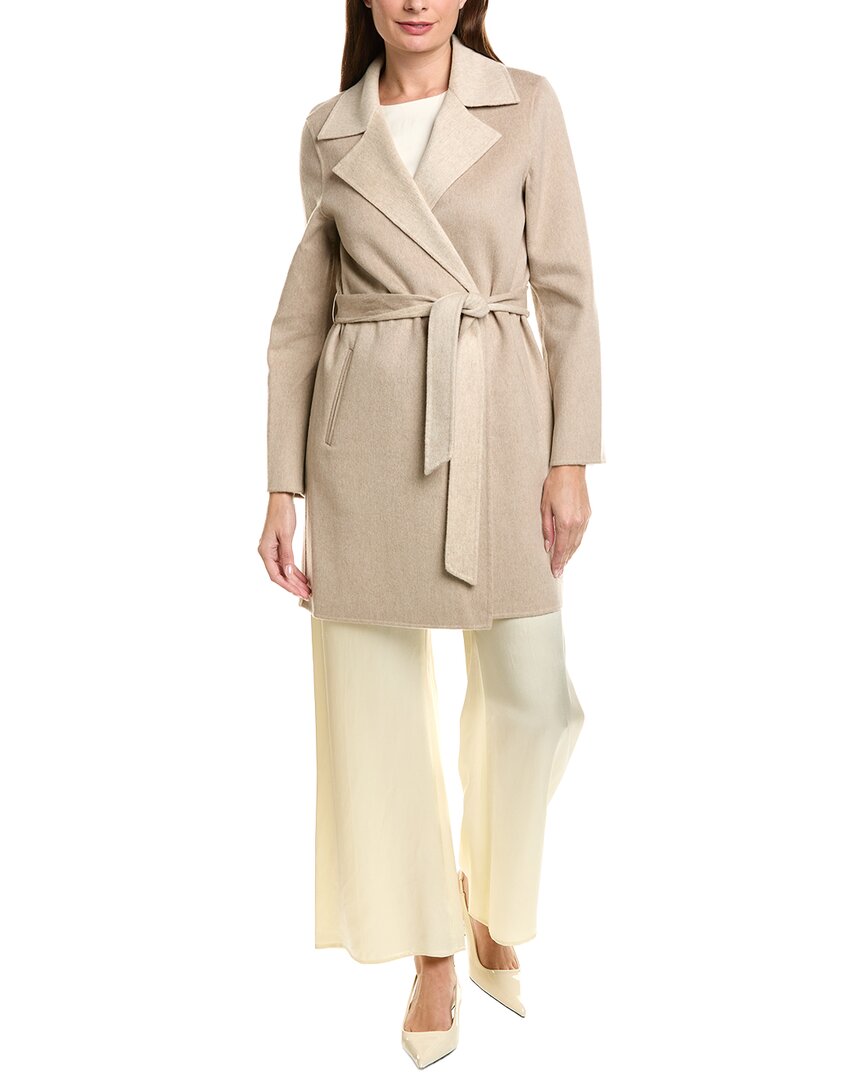 Sofia Cashmere Sofiacashmere Doubleface Notch Lapel Wool & Cashmere-blend Coat In Neutral