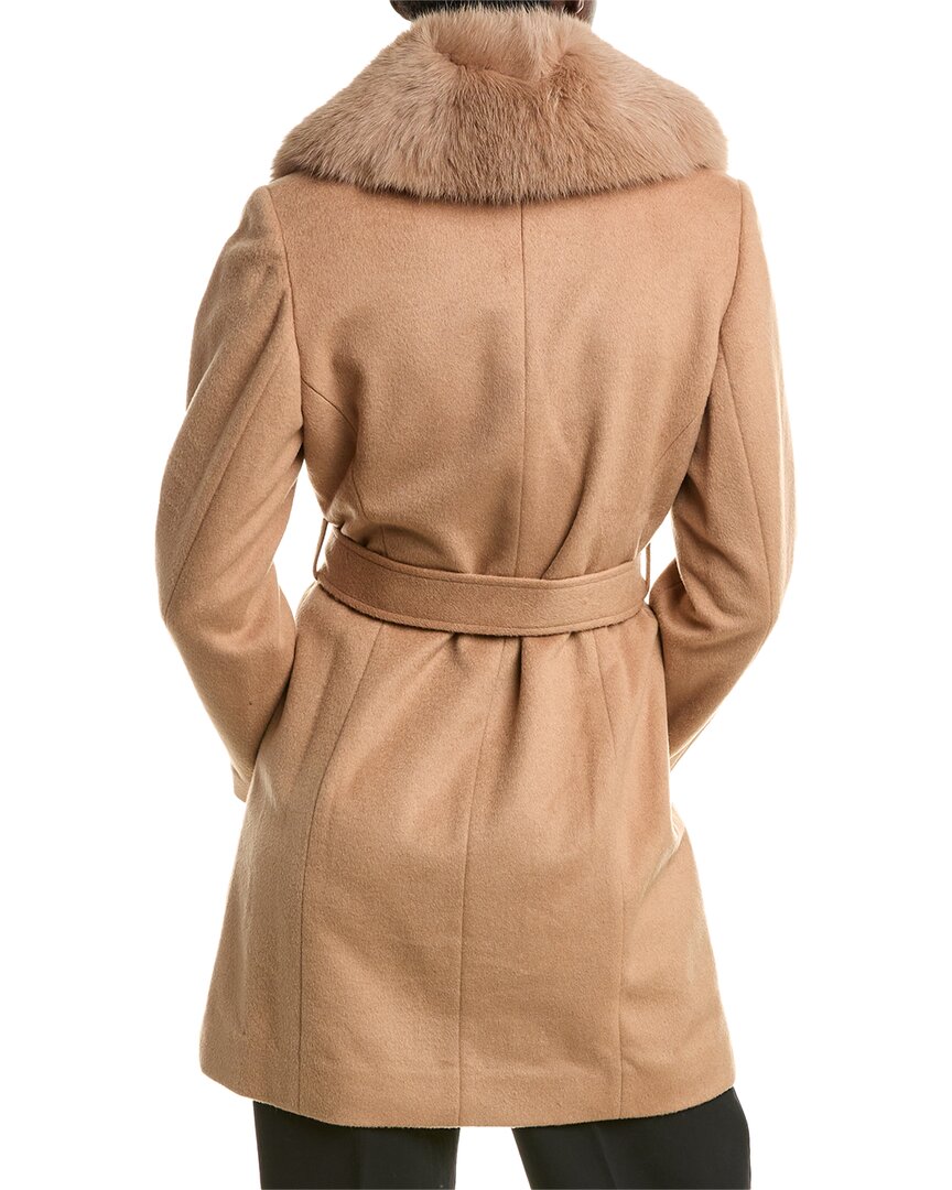 Sofia Cashmere Sofiacashmere Wool-blend Wrap Coat In Brown