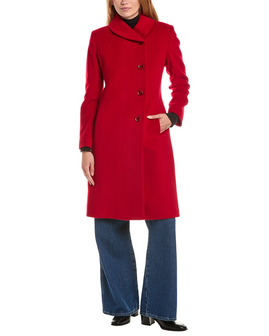 Sofia Cashmere Sofiacashmere Round Collar Wool & Cashmere-blend Coat In Red