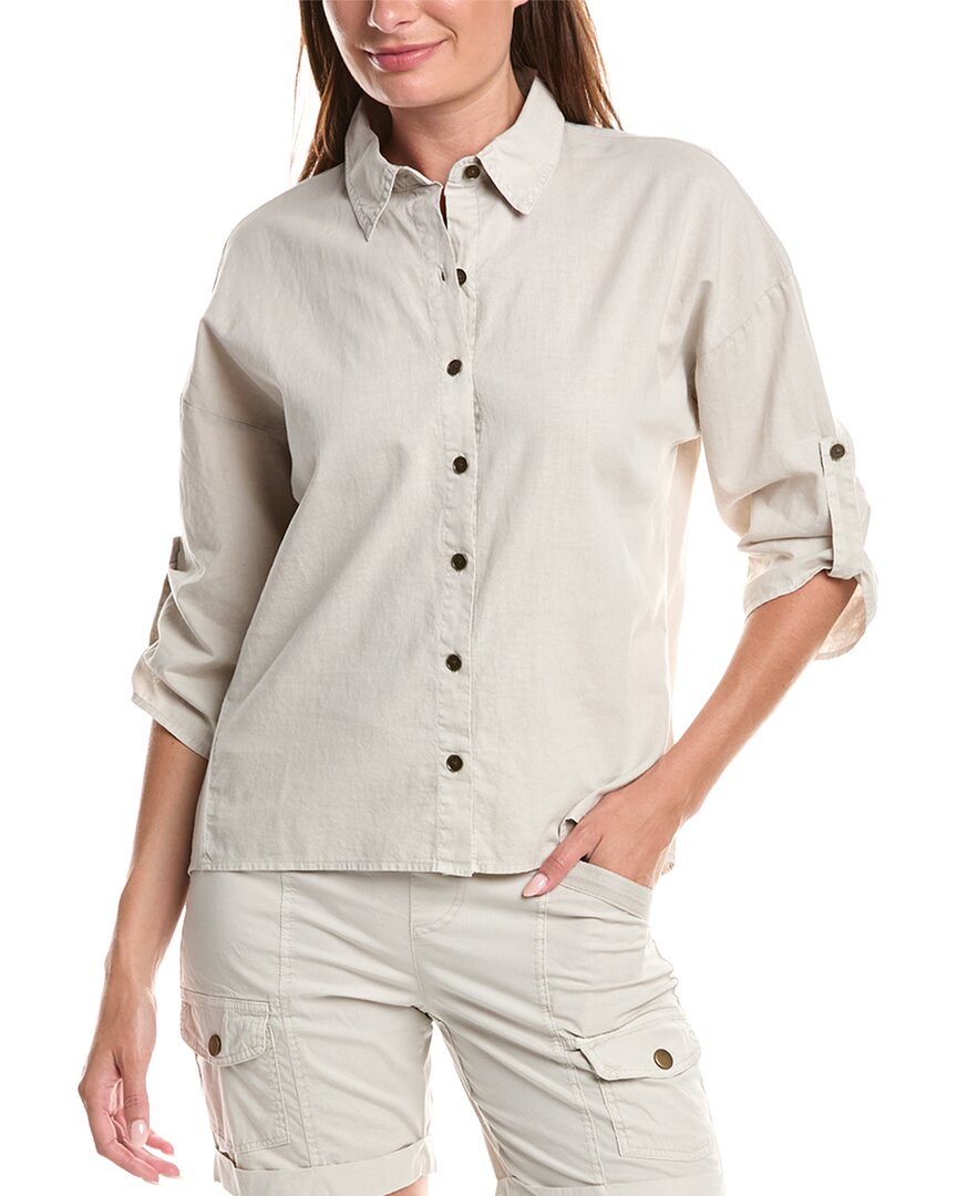 Xcvi Carrie Linen-blend Shirt In Brown