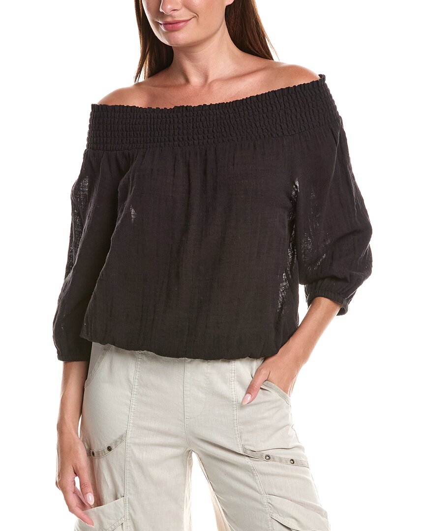 Xcvi Jolia Gauze Top In Black
