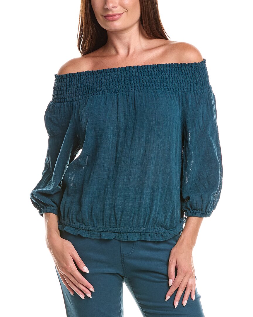 Xcvi Jolia Gauze Top In Navy