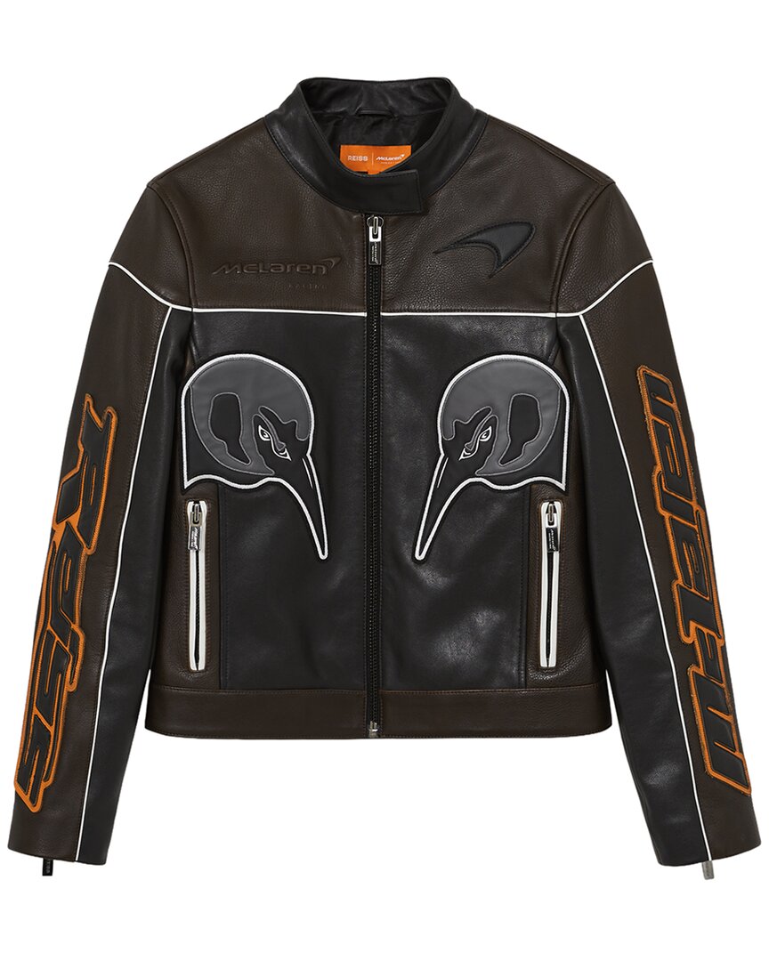 Reiss Champion Leather Mclar Jacket In Black