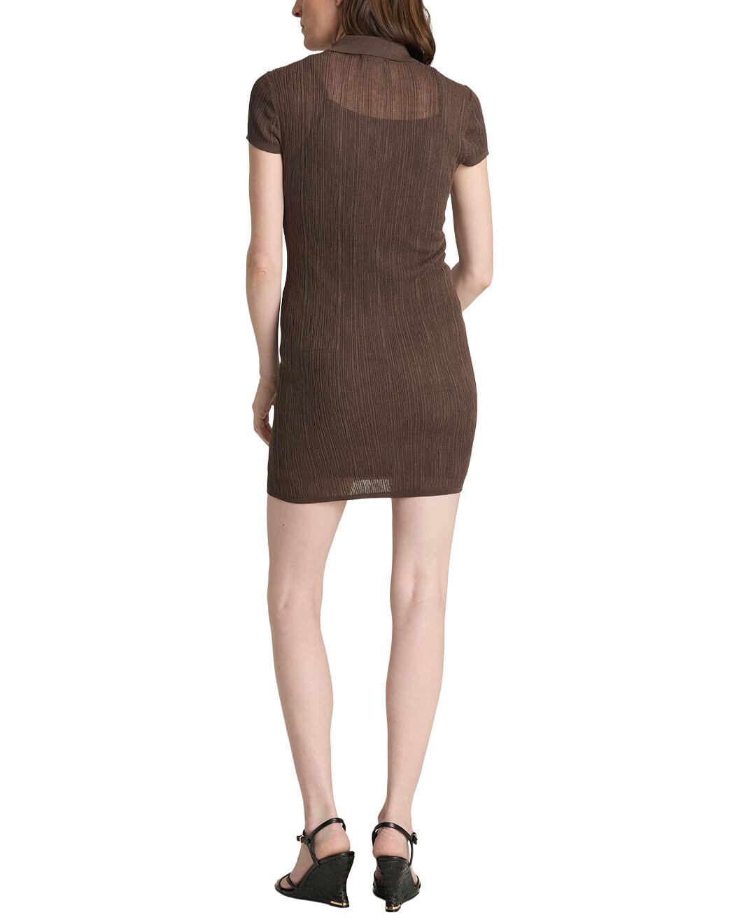 Gilt - Kenneth Cole - Variegated Rib Cap Sleeve Polo Dress
