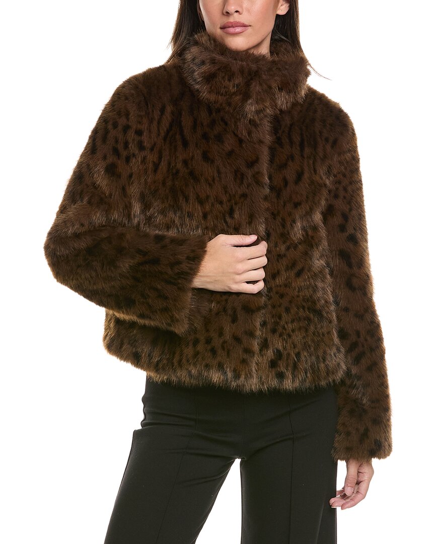 Generation Love Lexy Leopard Faux Fur Jacket In Brown