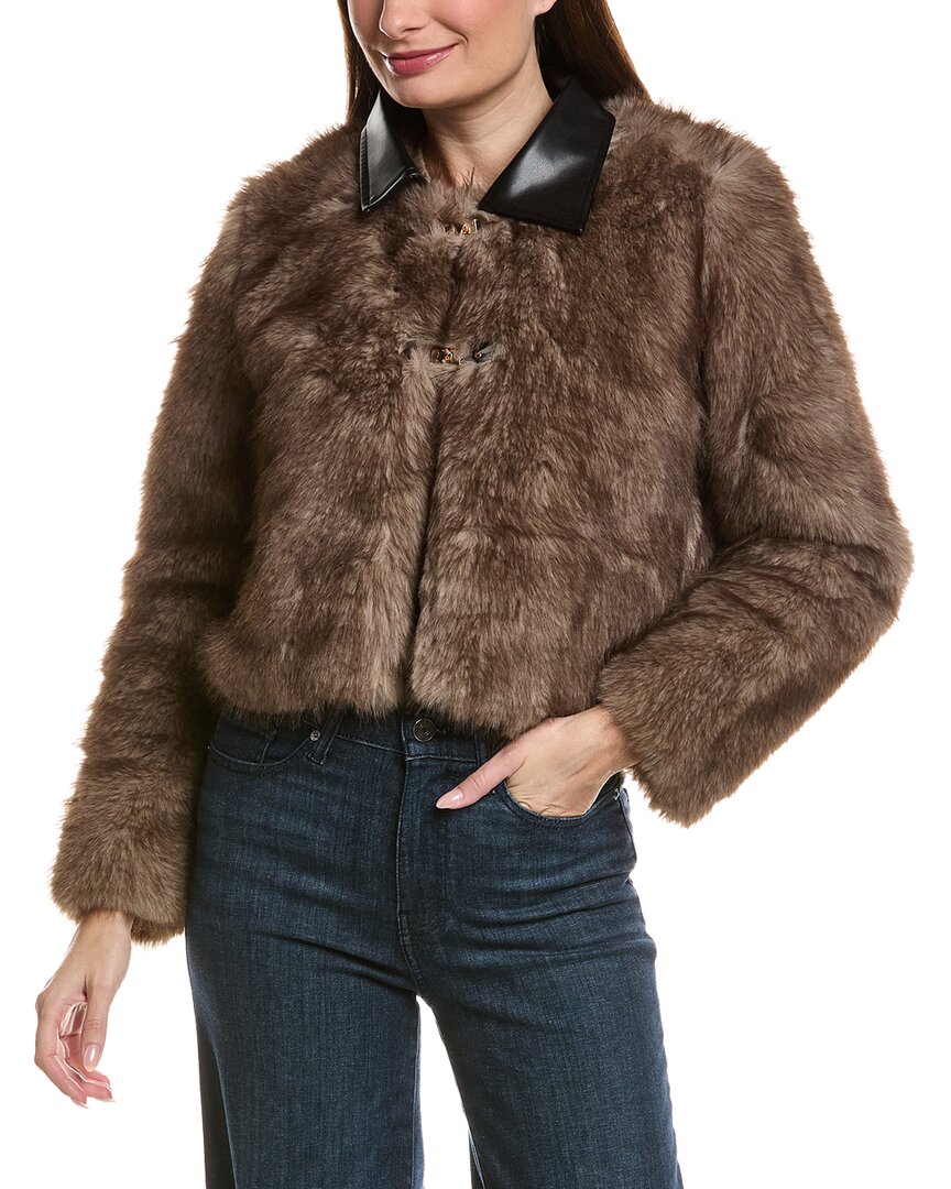 Pascale La Mode Shearling Short Jacket In Brown